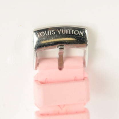 Louis Vuitton Stainless Steel Rubber 28mm Lovely Diamonds Tambour Watch Rose 6 of 8