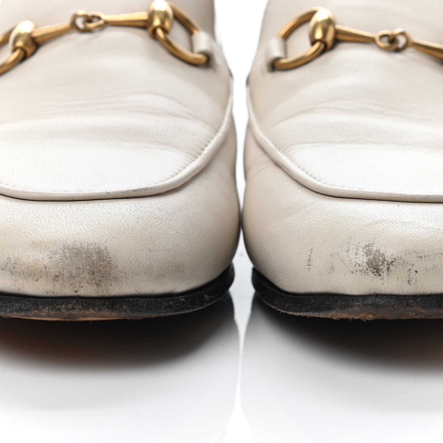 Gucci Lambskin Womens Brixton Horsebit Loafers 37 Mystic White 5 of 5