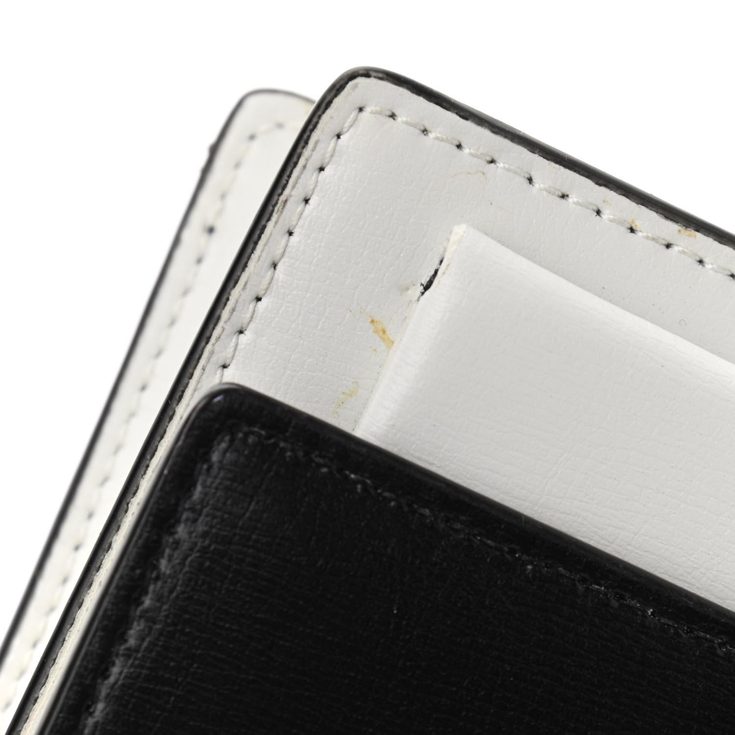 Saint Laurent New Aspen Calfskin Bi-Color Monogram Sunset Chain Wallet Black Dirty White 8 of 11