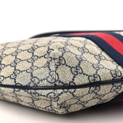 Gucci GG Supreme Monogram Textured Dollar Calfskin Web Small Ophidia Half Moon Hobo Beige Blue 8 of 9