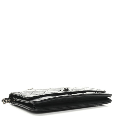 Chanel Distressed Patent Calfskin Quilted Reissue Wallet On Chain WOC Black 4 of 14