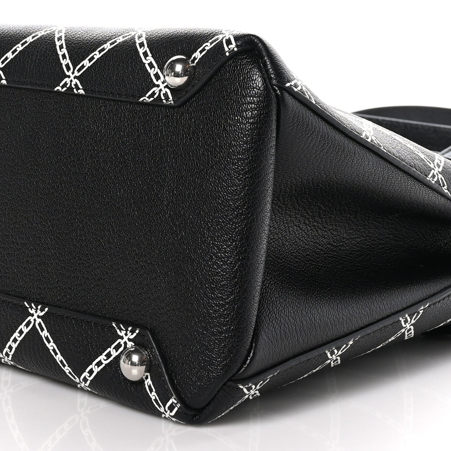 Goatskin Chain Print Medium Banner Tote Black