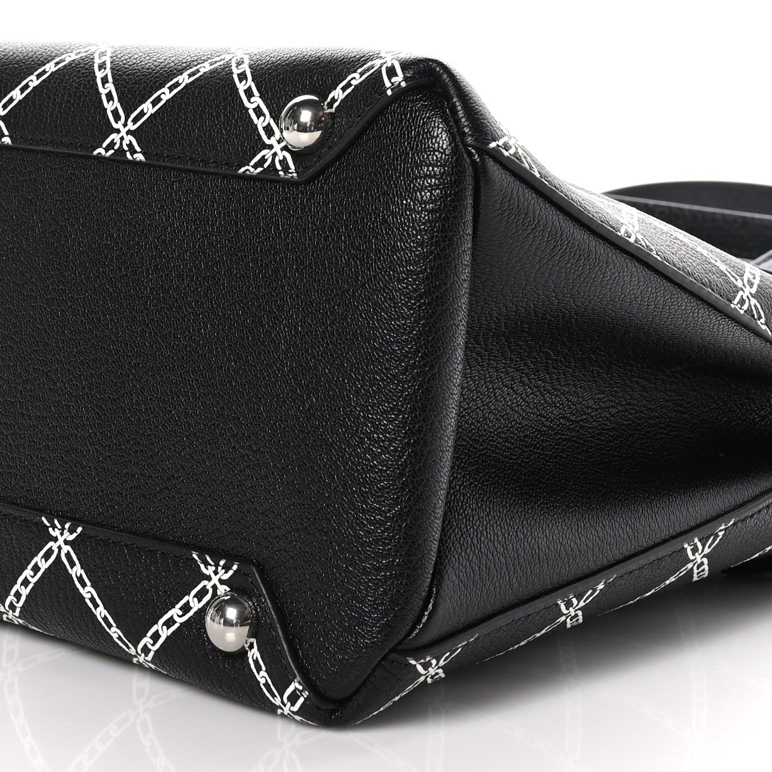 Burberry Goatskin Chain Print Medium Banner Tote Black 9 of 9