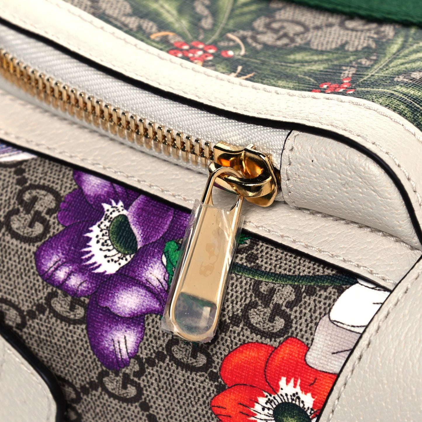 GG Supreme Monogram Flora Web Small Ophidia Day Backpack White