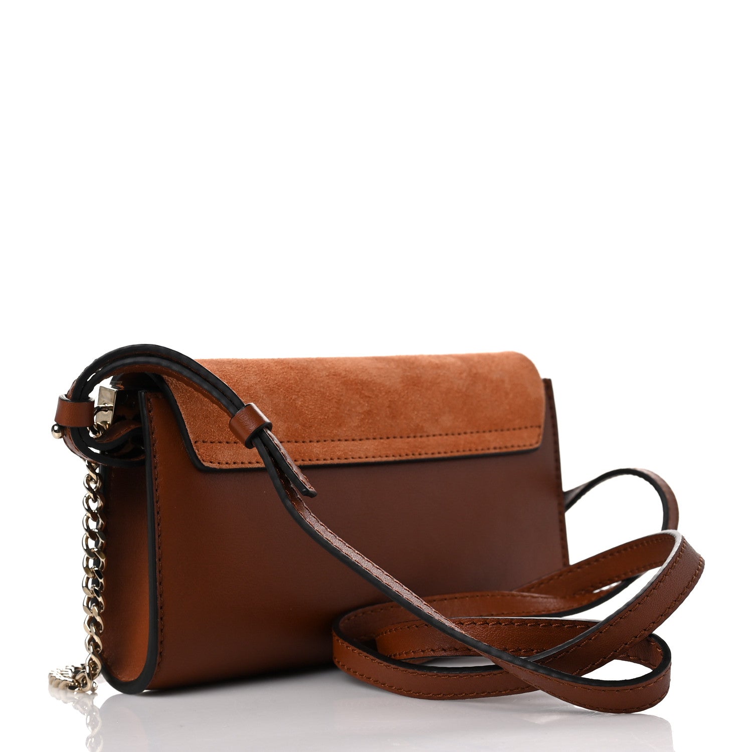 Chloe Suede Calfskin Mini Faye Shoulder Bag Tobacco 3 of 9
