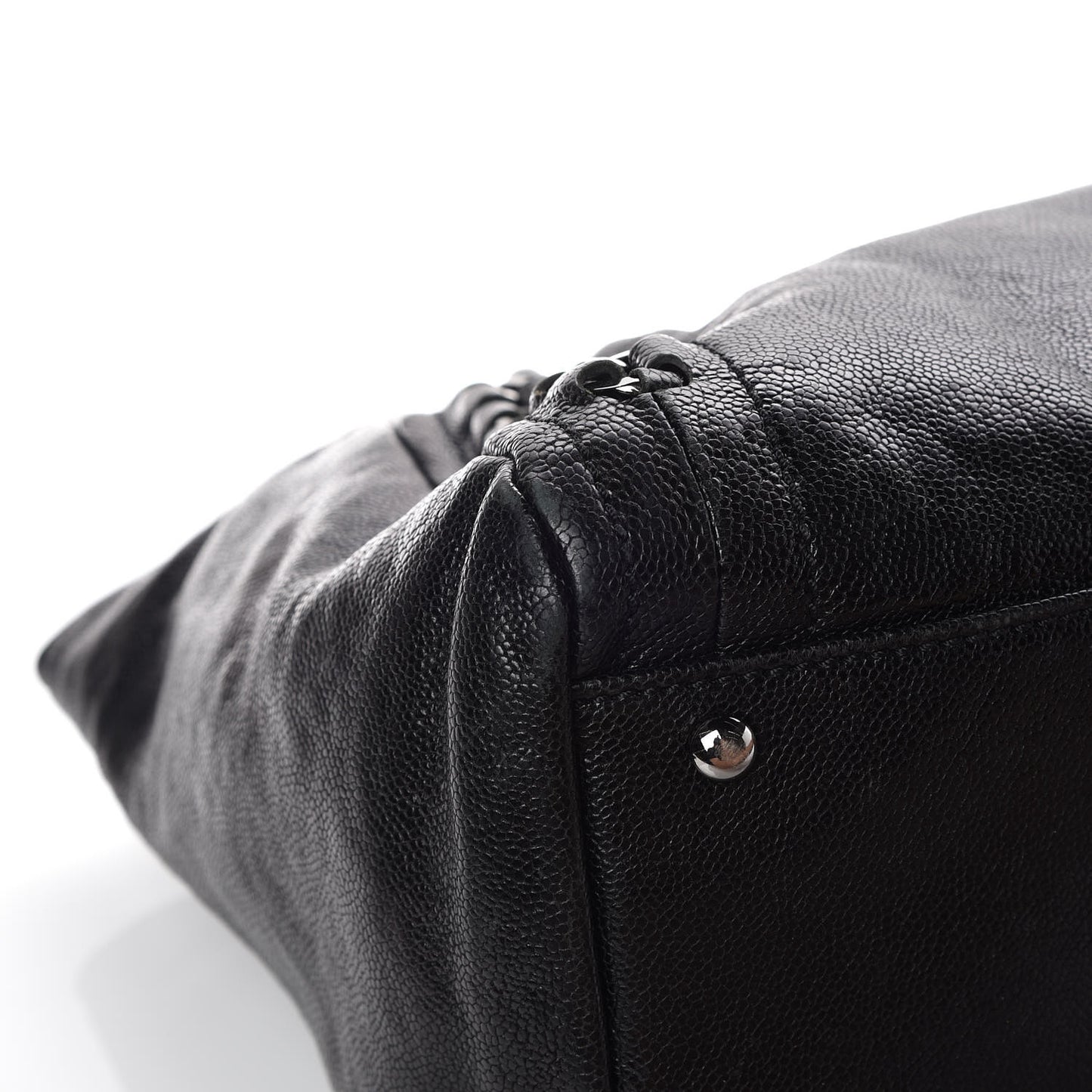 Glazed Caviar East West Modern Chain Tote Black