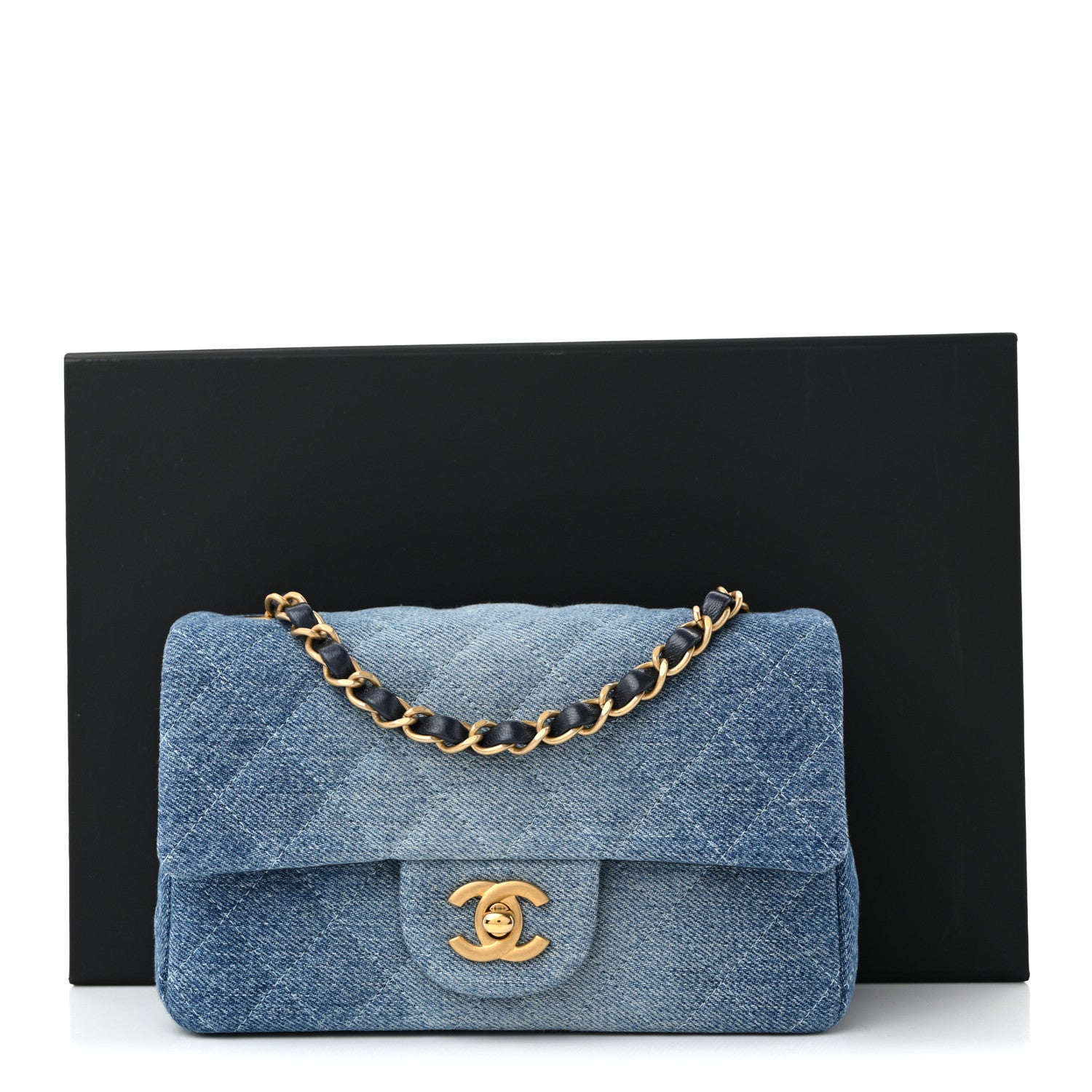 Chanel Washed Denim Quilted Mini Rectangular Flap Blue 11 of 11