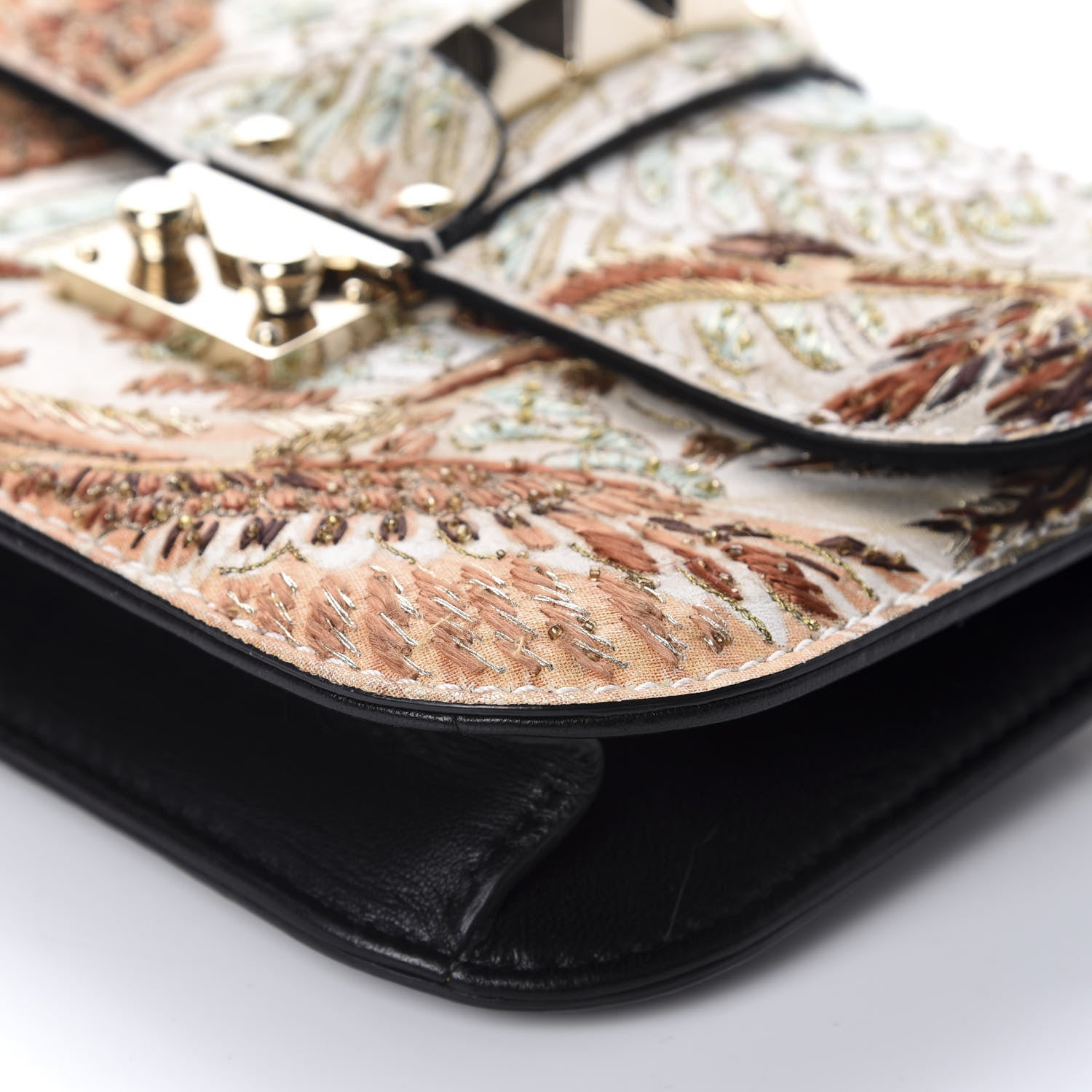 Valentino Garavani Vitello Japanese Bird Embroidered Small Glam Lock Rockstud Flap Multicolor 7 of 11