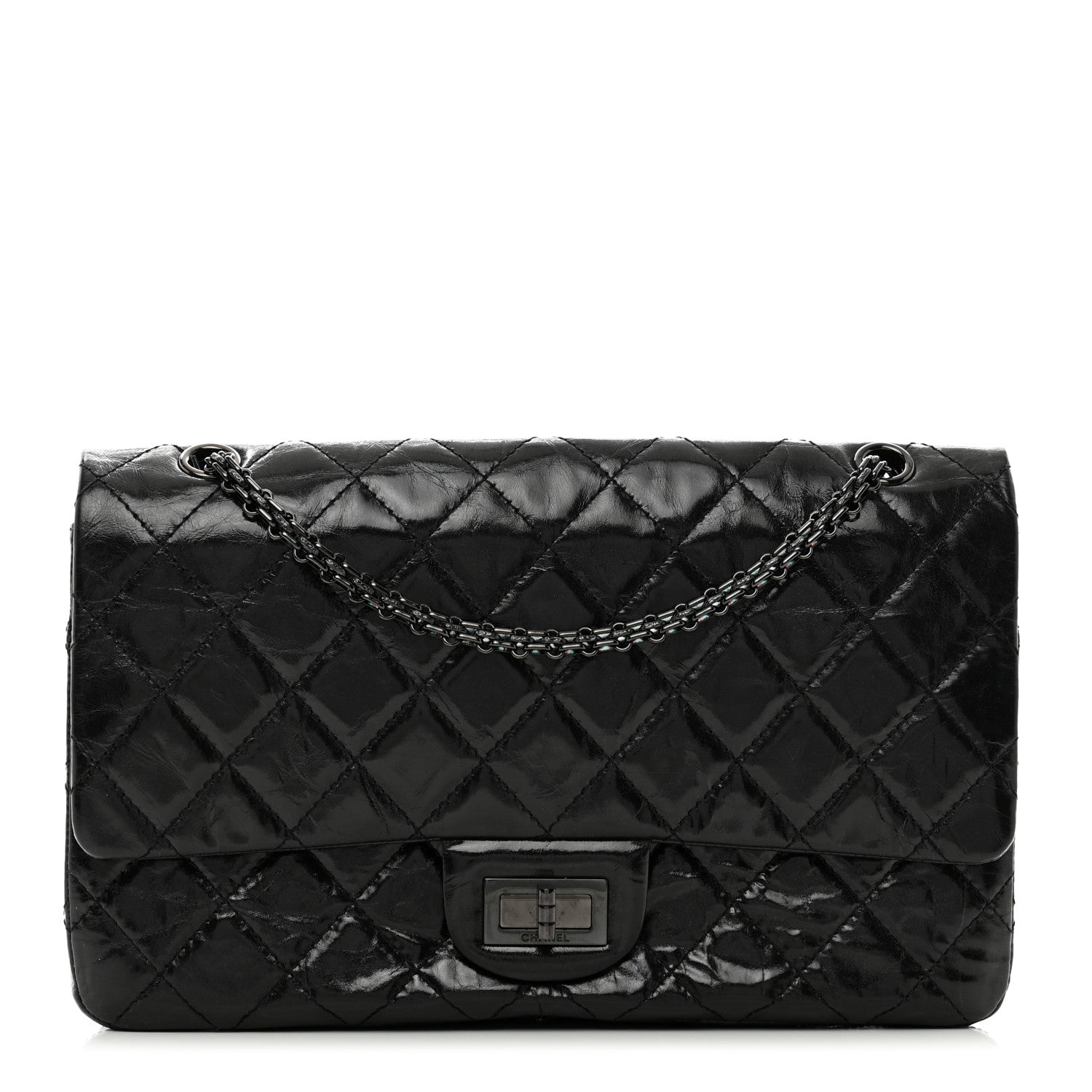 Chanel Glazed Aged Calfskin Quilted 2.55 Reissue 227 Flap So Black 1 of 10