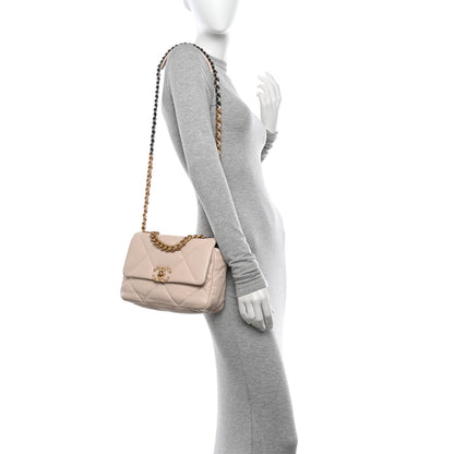 Chanel Lambskin Quilted Medium Chanel 19 Flap Beige 2 of 10