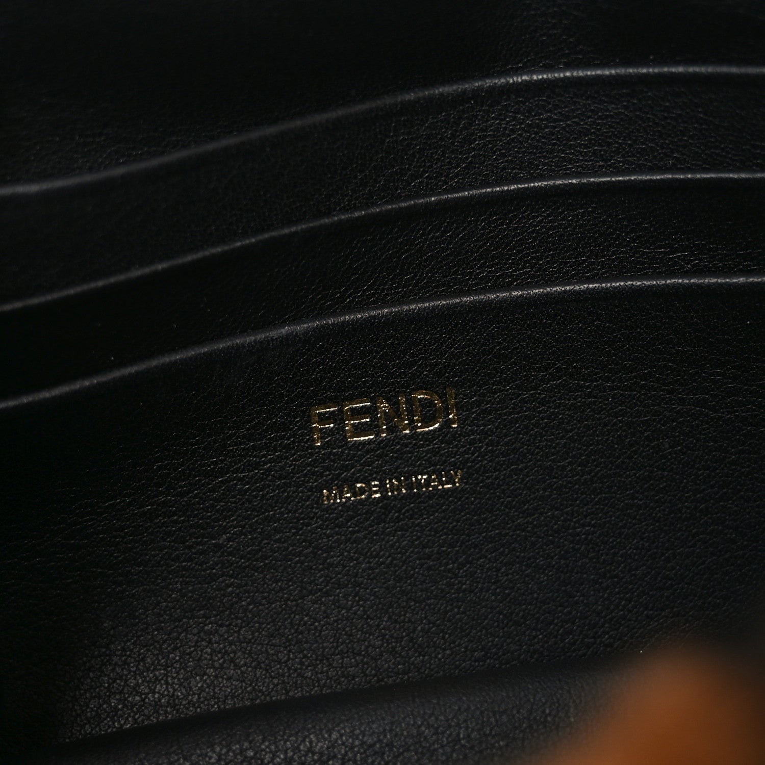 Fendi Shearling Vitello Dolce Macro FF 1974 Mini Baguette Tobacco Black 6 of 10