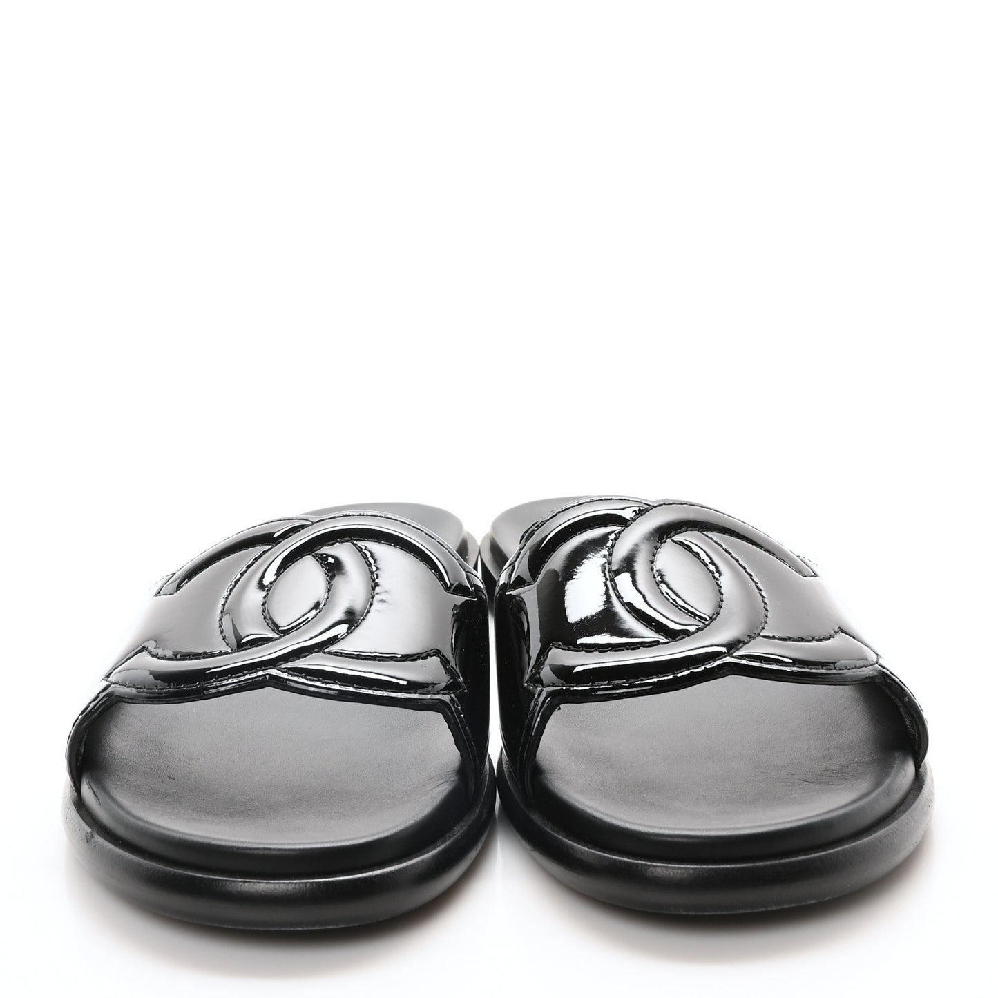 Mesh Patent Calfskin CC Mules 40.5 Black