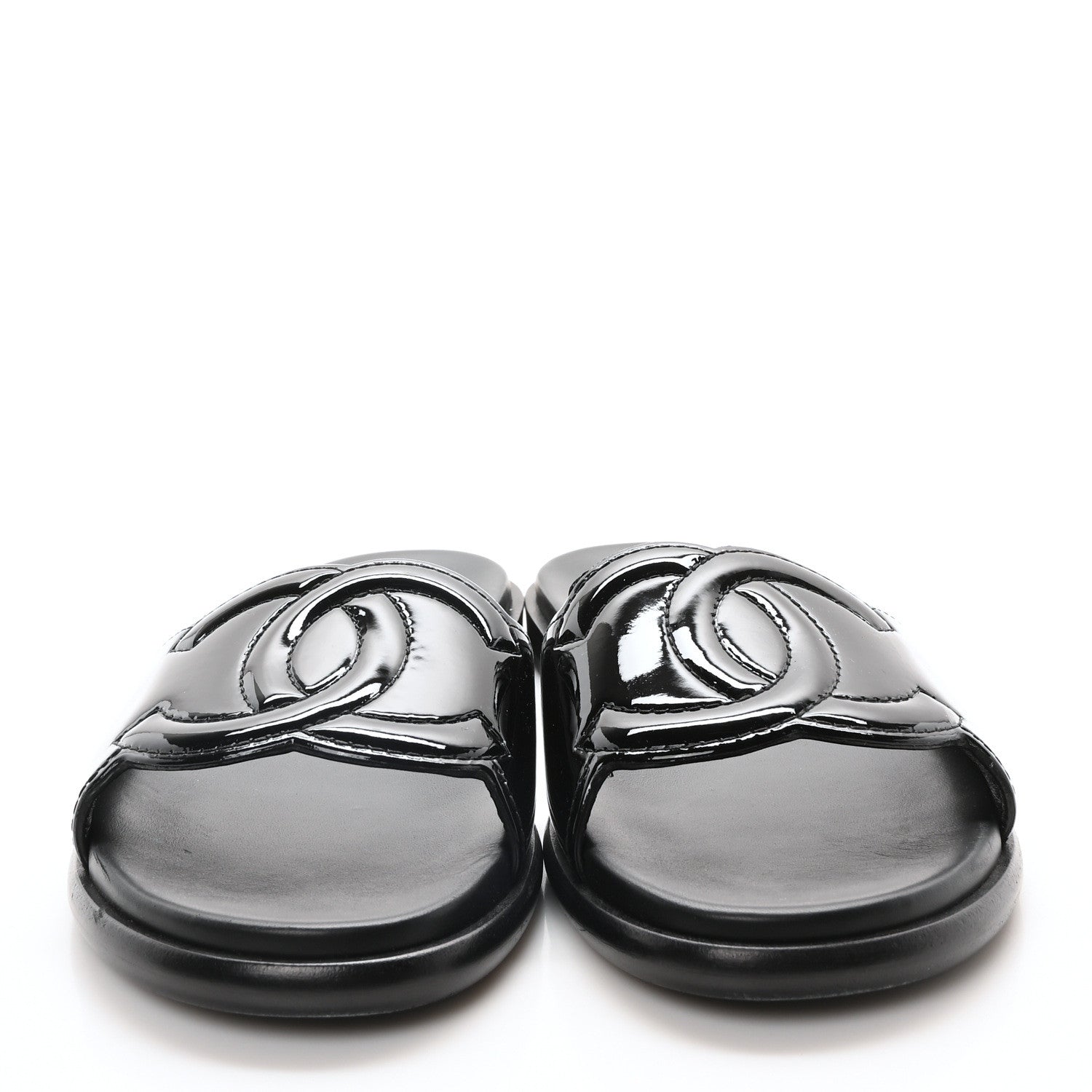 Chanel Mesh Patent Calfskin CC Mules 40.5 Black 3 of 9