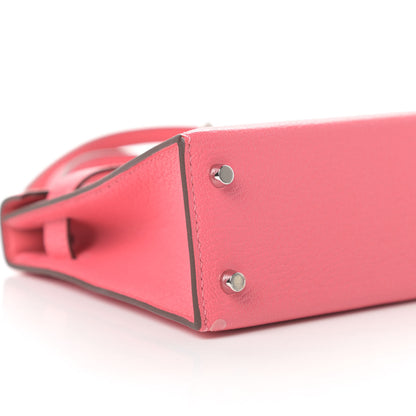 Hermes Chevre Mysore Mini Kelly Sellier 20 Rose Lipstick 9 of 11
