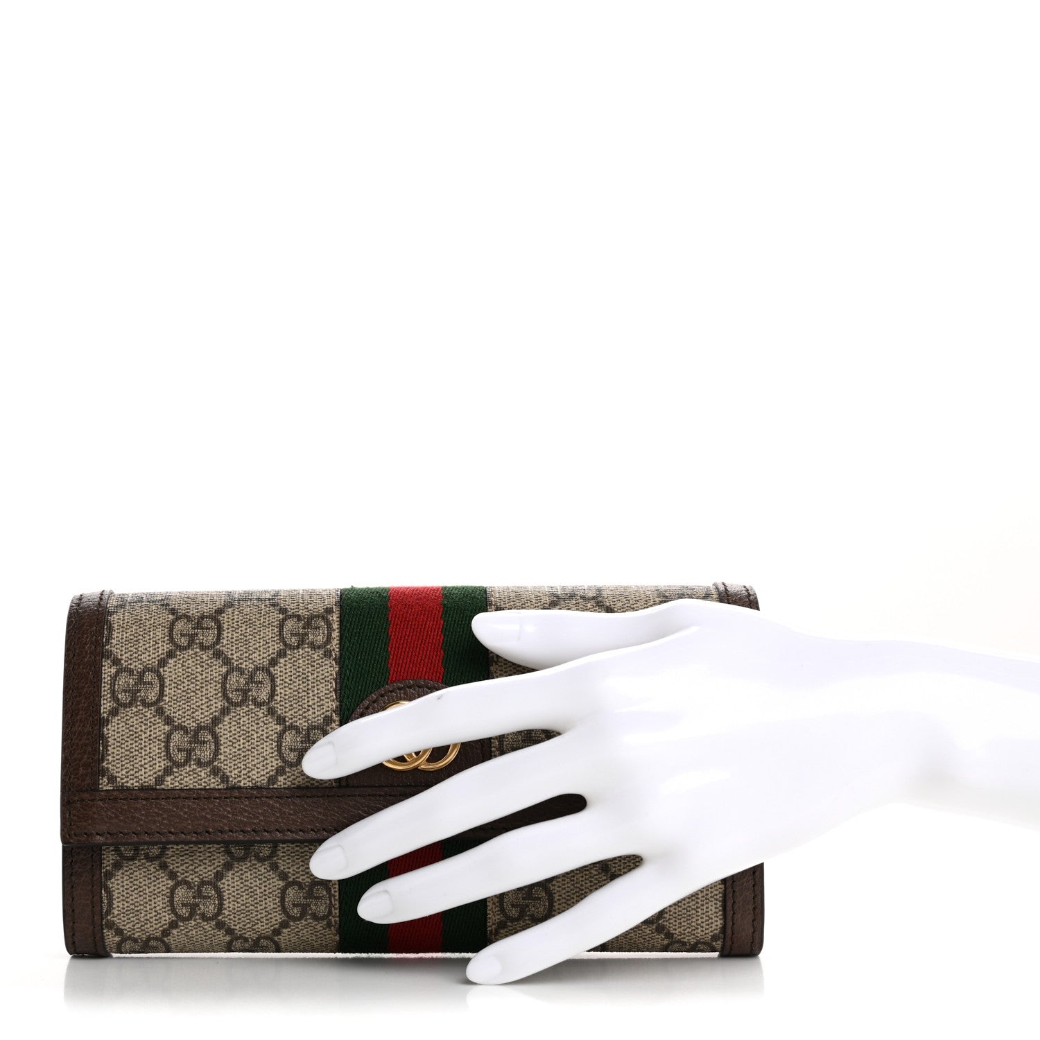 Gucci GG Supreme Monogram Web Ophidia Continental Wallet Brown 2 of 8