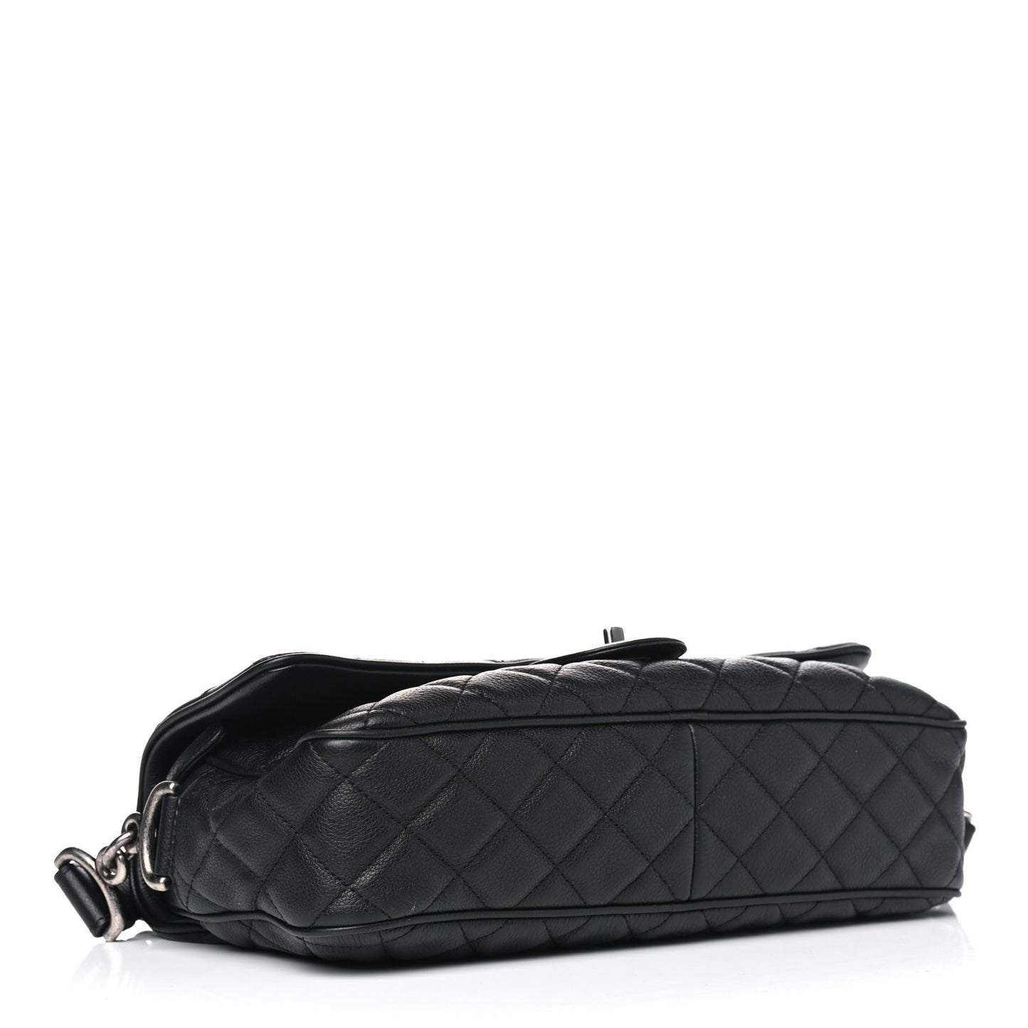 Grained Calfskin Quilted Medium Casual Rock Flap Black