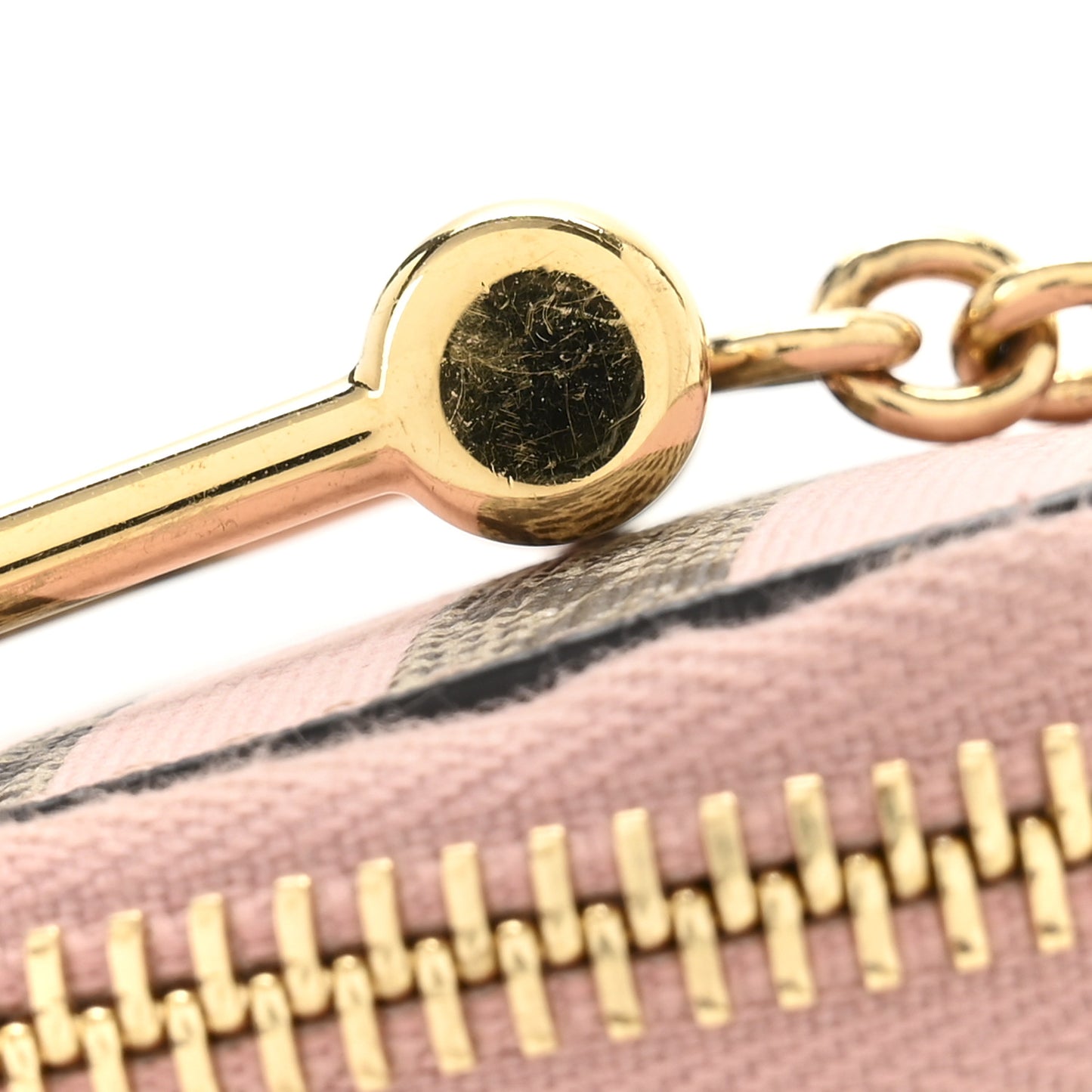 Supreme Monogram Vitello Eclipse Enamel Striped GG Key Card Case Beige Ebony Pink