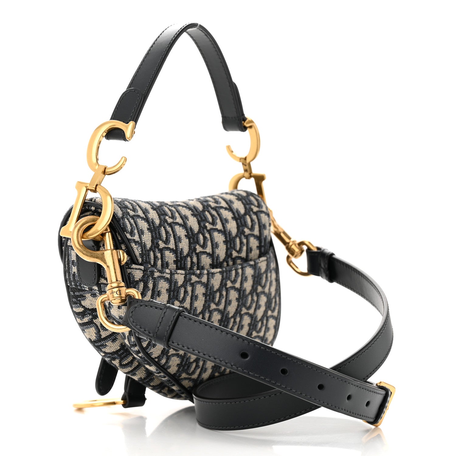 Christian Dior Oblique Mini Saddle Bag With Strap Blue 3 of 11