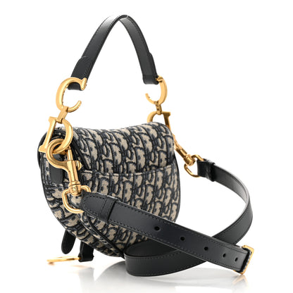 Christian Dior Oblique Mini Saddle Bag With Strap Blue 3 of 11