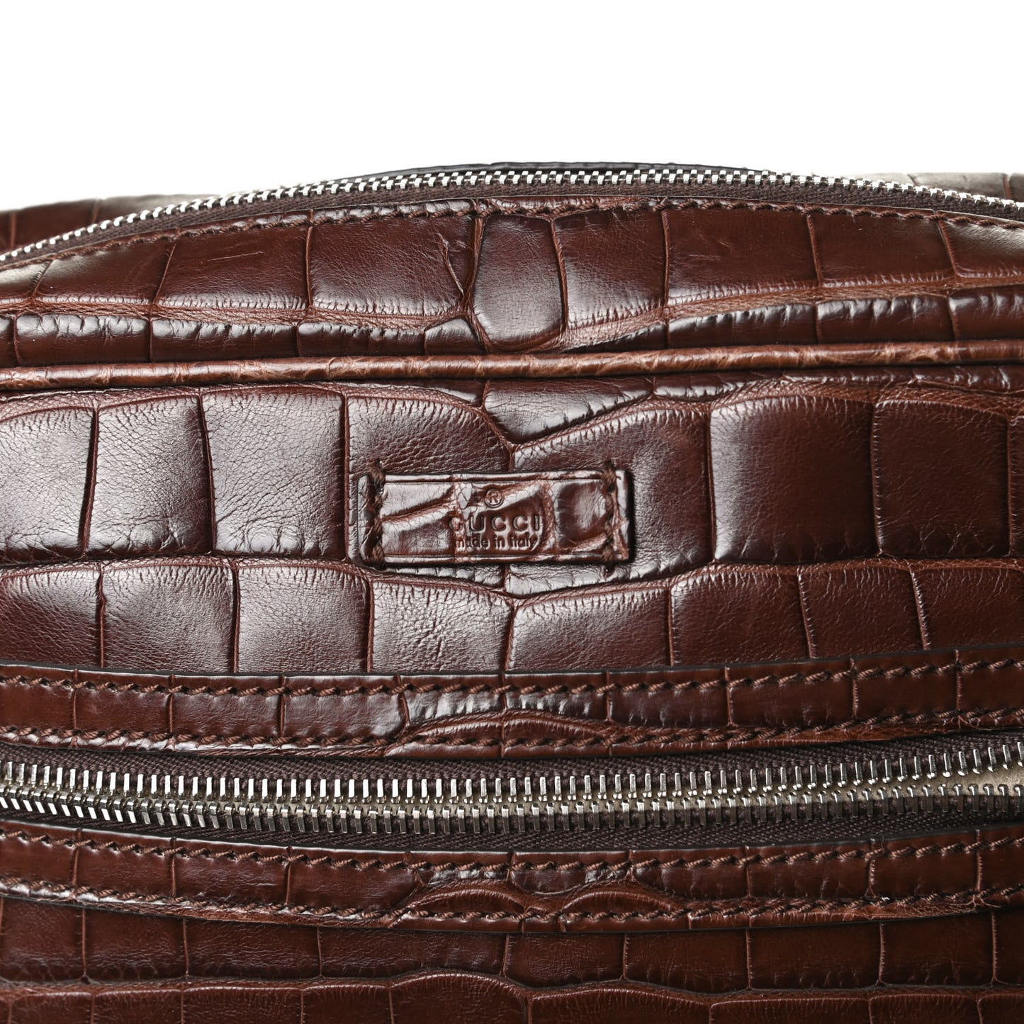 Crocodile Medium Messenger Bag Brown