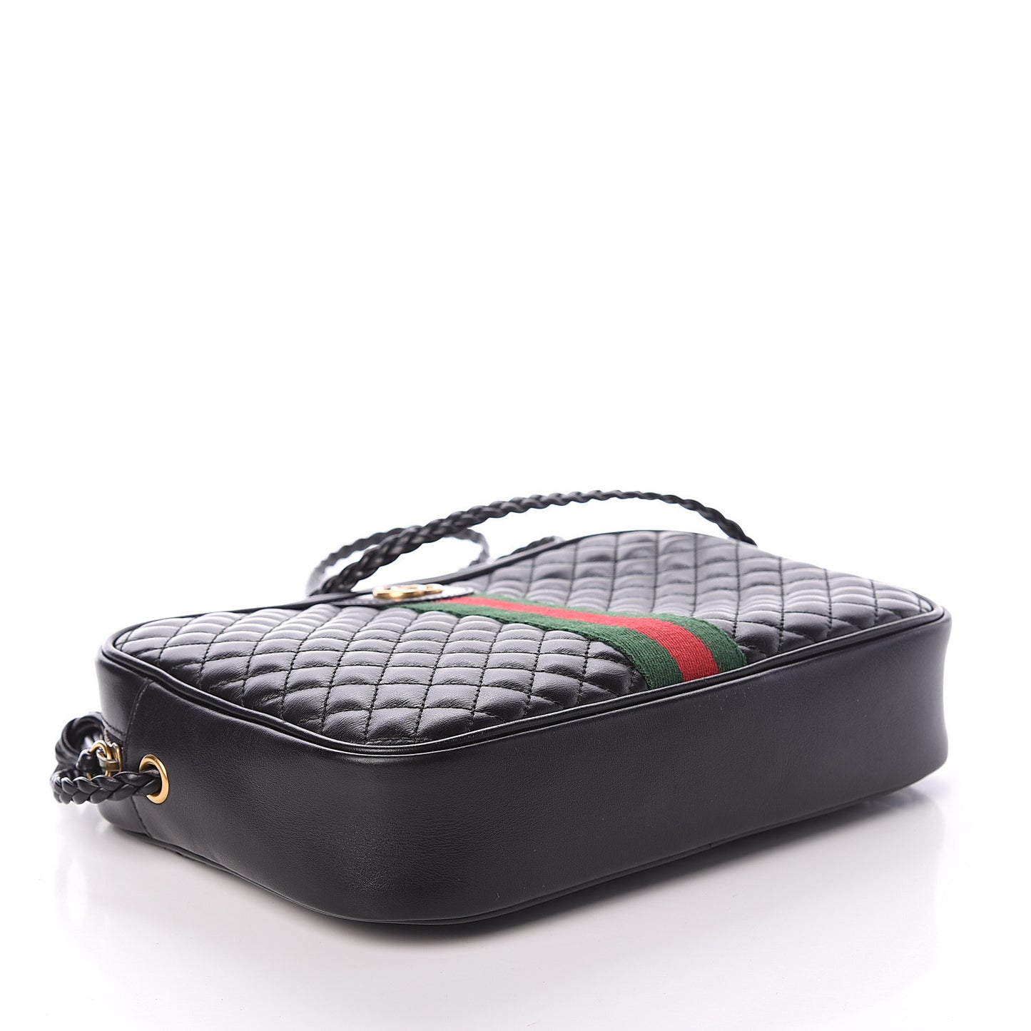 Calfskin Web Trapuntata Small GG Shoulder Bag Black
