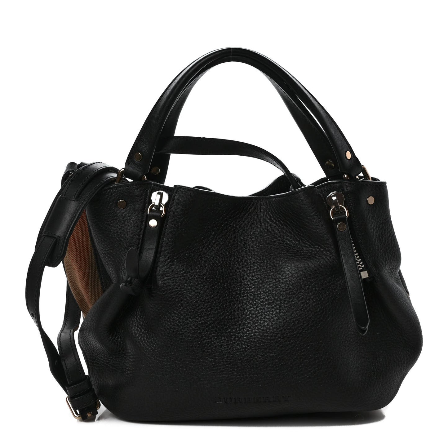 Grainy Calfskin House Check Small Maidstone Black