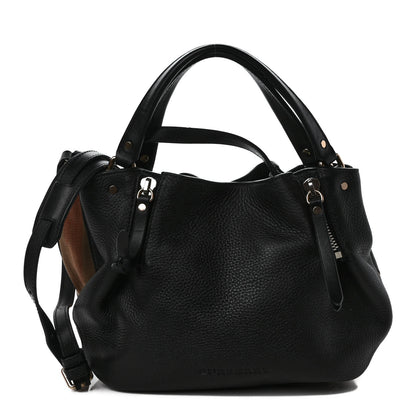 Burberry Grainy Calfskin House Check Small Maidstone Black 1 of 12