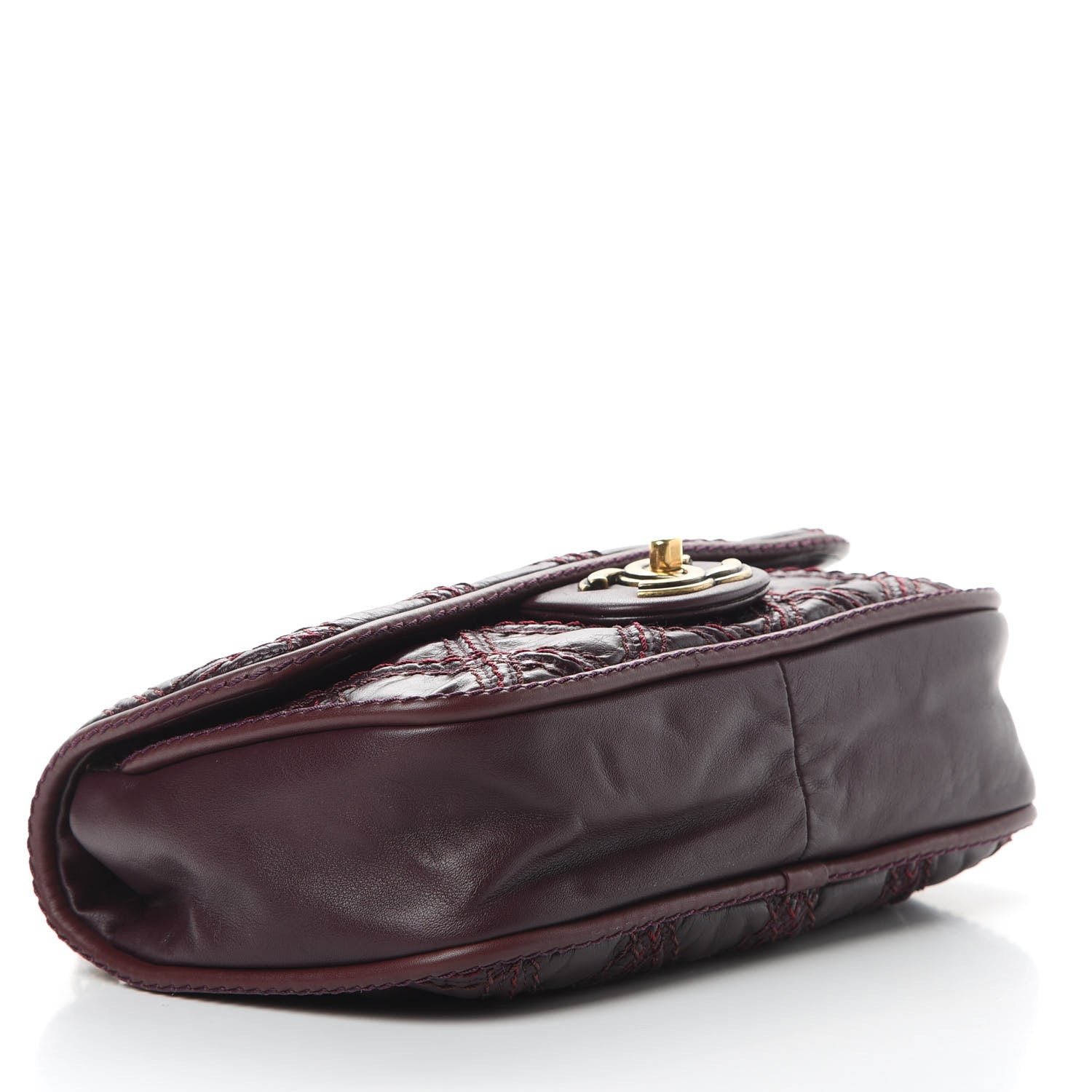 Chanel Calfskin Stitch Triptych Flap Burgundy 4 of 12