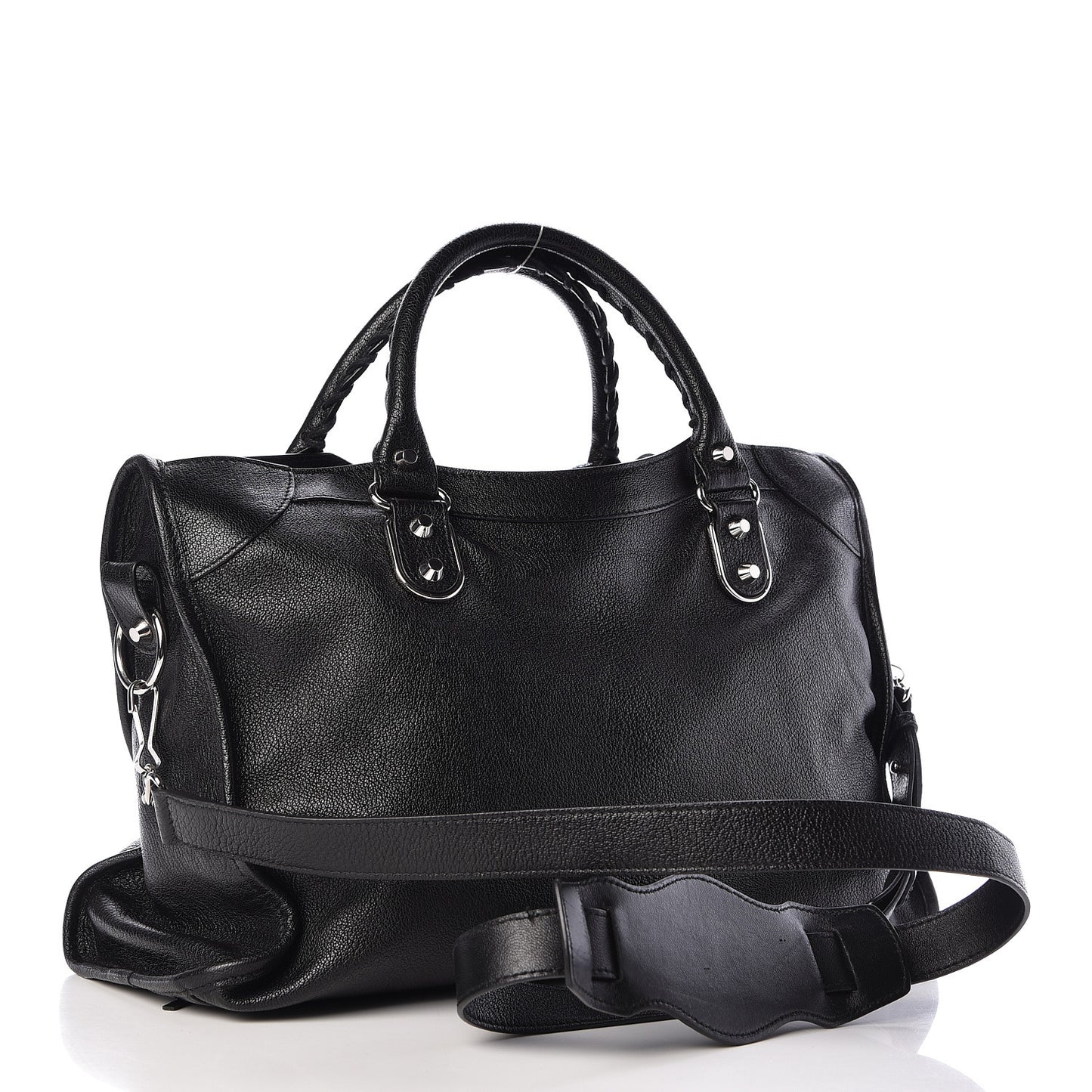 Chevre Silver Metallic Edge Hardware City Black