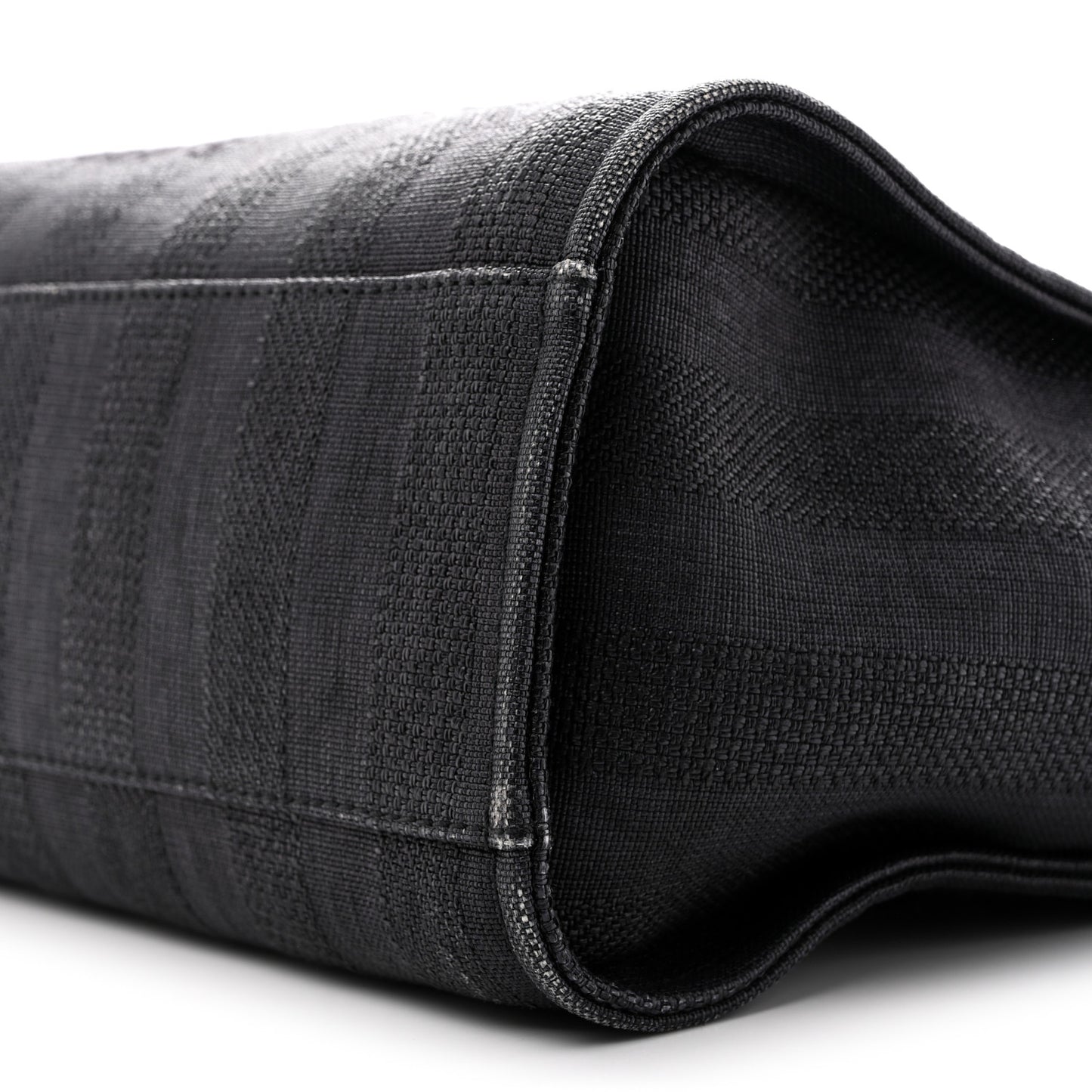 Mixed Fibers Calfskin Striped Large Deauville Tote Black