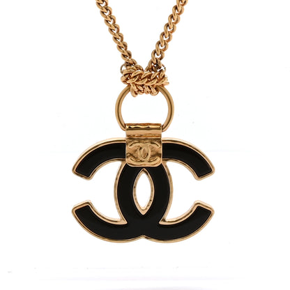 Chanel Metal Resin CC Pendant Necklace Gold 4 of 6