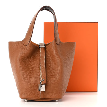 Hermes Taurillon Clemence Swift Eclat Picotin Lock 18 PM Gold Ebene 11 of 11