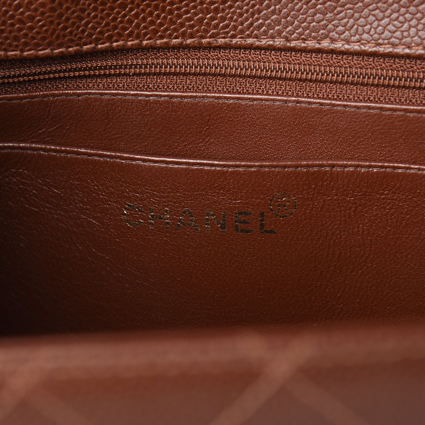 Caviar Stitch Jumbo Single Flap Brown