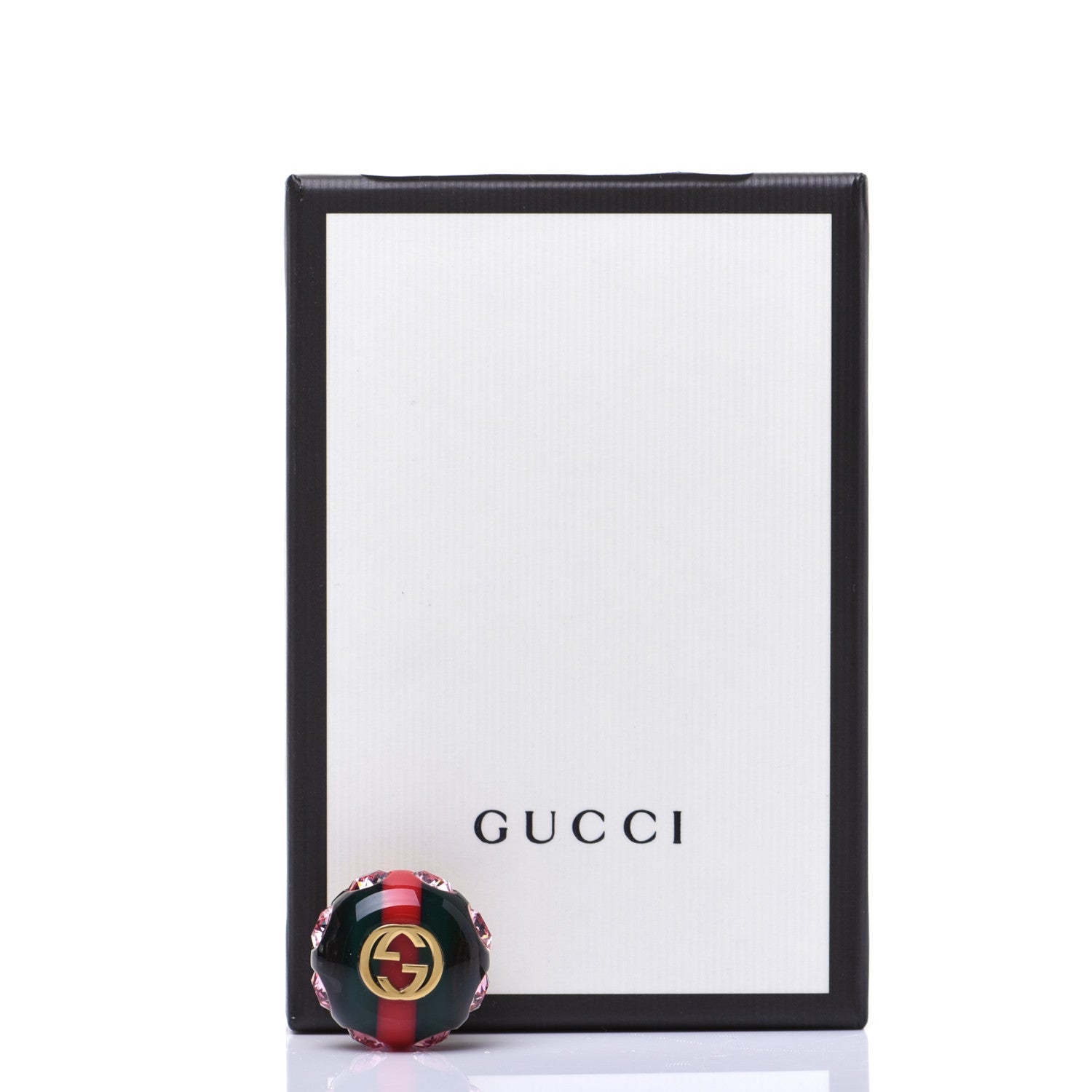 Gucci Resin Strass Vintage Web Stud Pin Red Green 7 of 7
