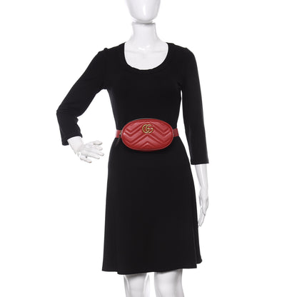 Gucci Calfskin Matelasse GG Marmont Belt Bag 95 38 Hibiscus Red 2 of 11