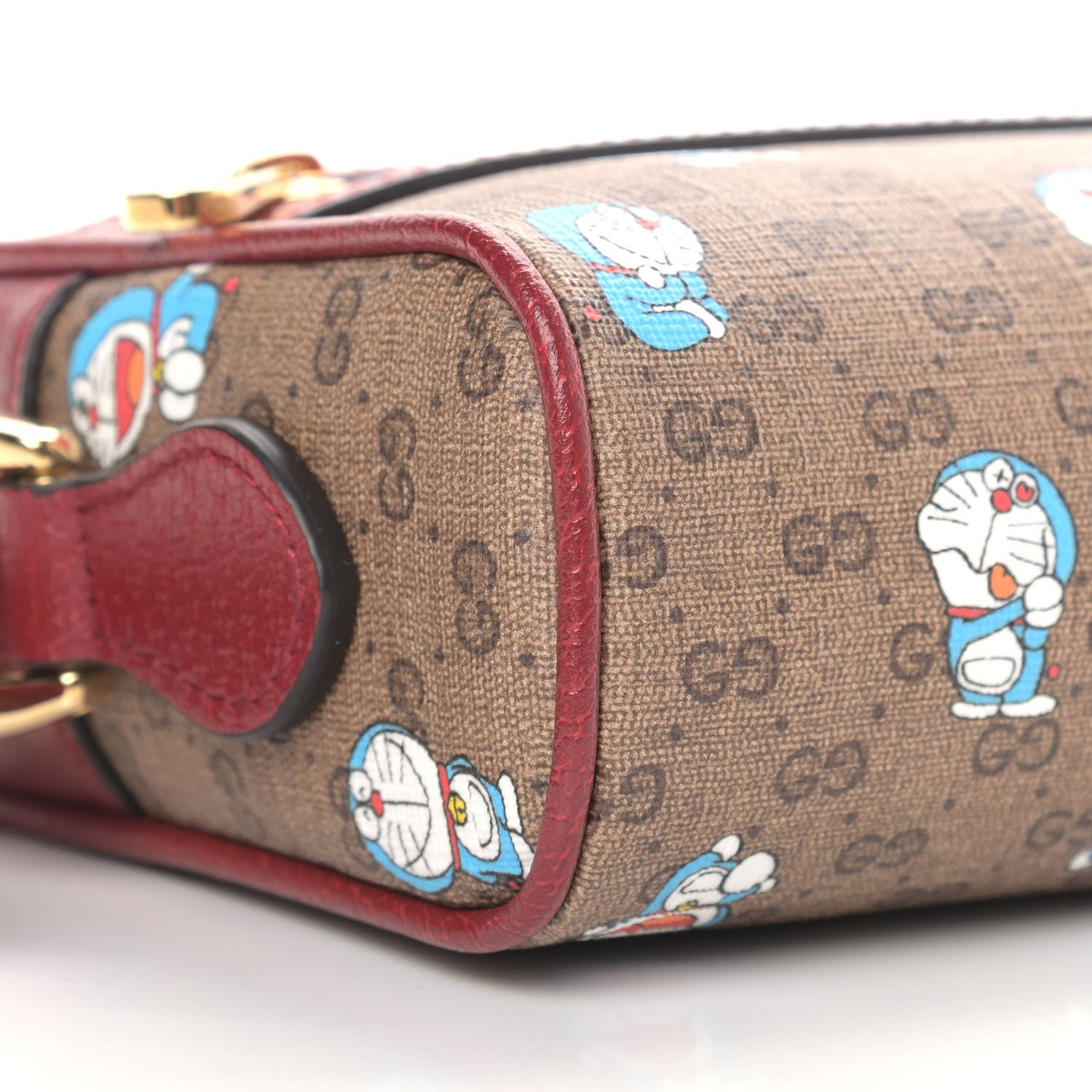 Gucci X DORAEMON Mini Vintage GG Supreme Monogram Camera Bag Beige Cherry Red 8 of 9