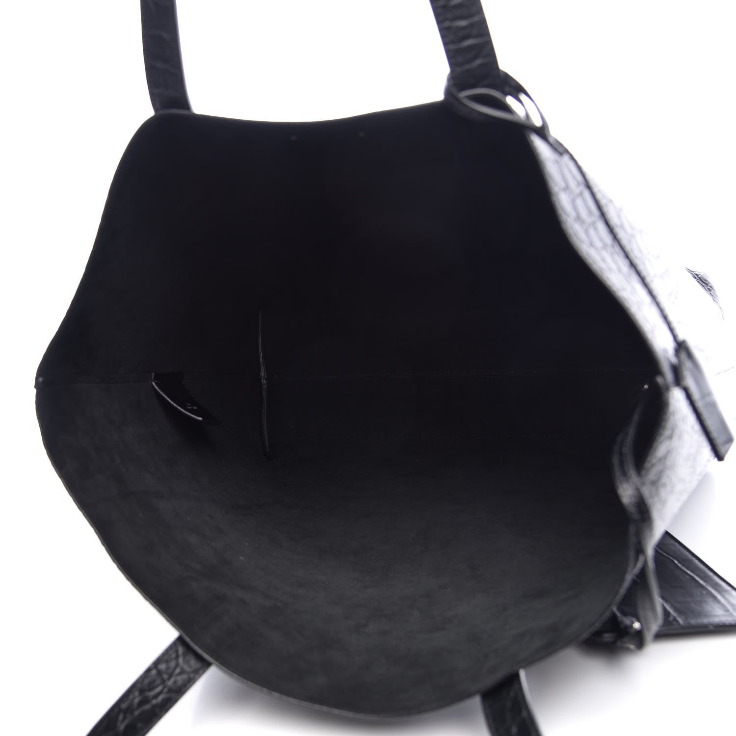 Saint Laurent Croc Calfskin Embossed Bold Shopper Tote Black 6 of 18