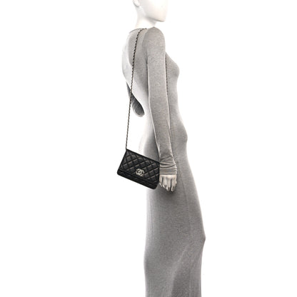 Chanel Caviar Quilted Chanel 19 Wallet On Chain WOC Black White 2 of 12