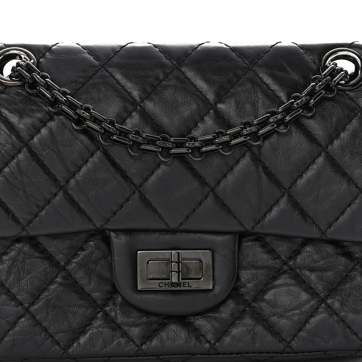 Chanel Aged Calfskin Quilted 2.55 Reissue Mini Flap So Black 8 of 10