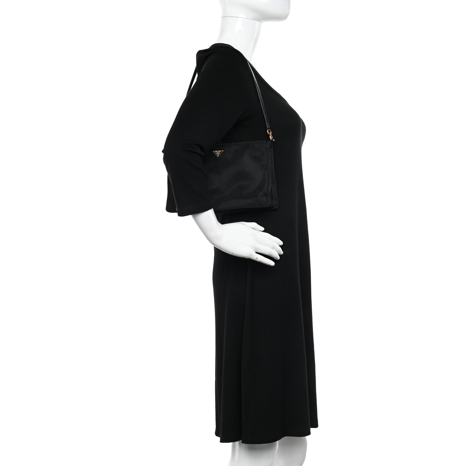 Prada Tessuto Nylon Saffiano Pochette Black 2 of 12