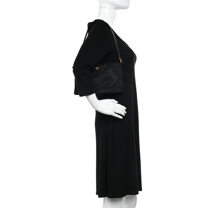 Prada Tessuto Nylon Saffiano Pochette Black 2 of 12