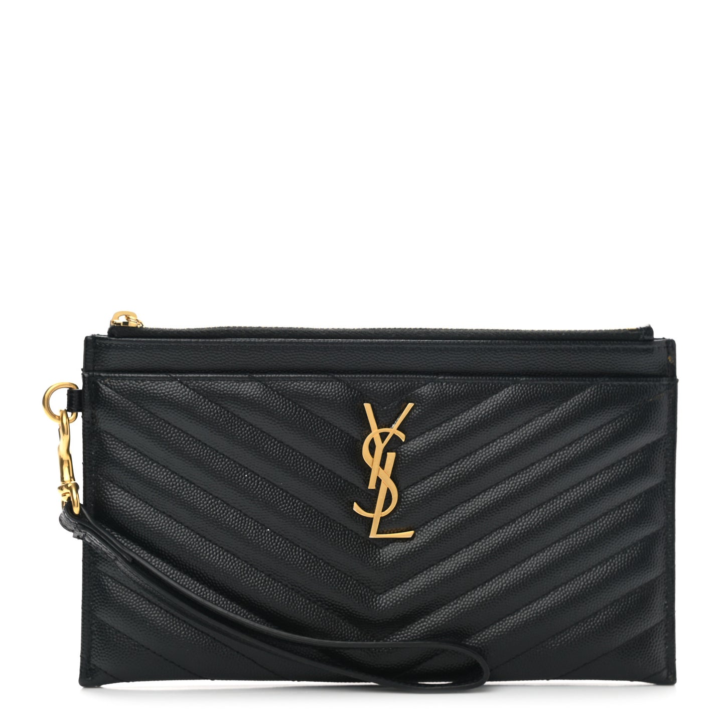 Grain De Poudre Chevron Monogram Large Bill Pouch Black