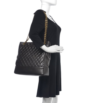 Chanel Lambskin Quilted Shopping Tote Dark Brown 2 of 15