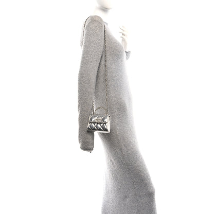 Chanel Metallic Lambskin Quilted Mini Chain CC Top Handle Clutch With Chain Silver 2 of 10