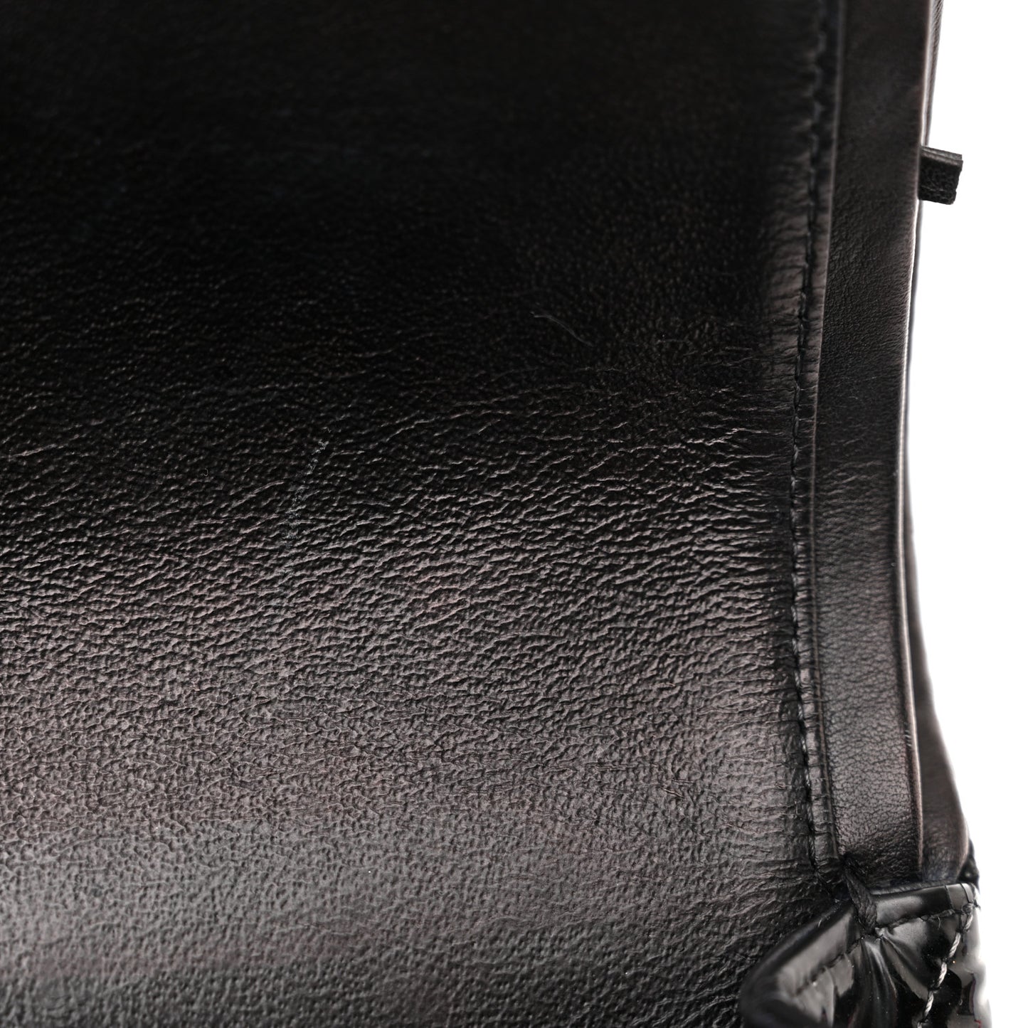 Patent Quilted Medium Double Flap Black