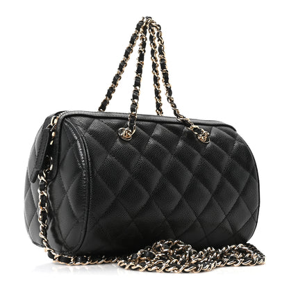 Chanel Caviar Quilted Barrel Clutch With Chain Black 3 of 10