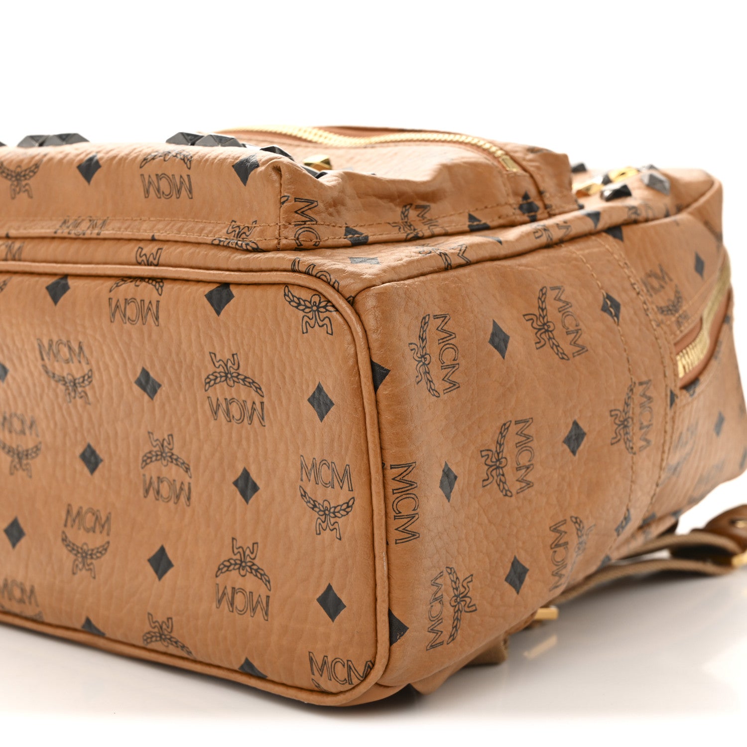 MCM Visetos Studded Small Stark M Backpack Cognac 1800871