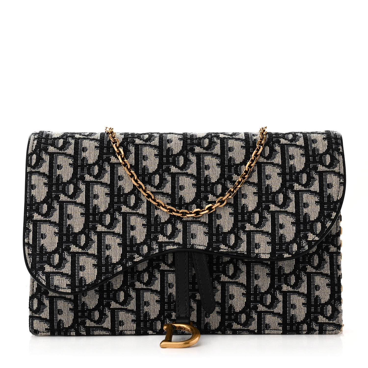 Christian Dior Oblique Saddle Chain Pouch Blue 1 of 11
