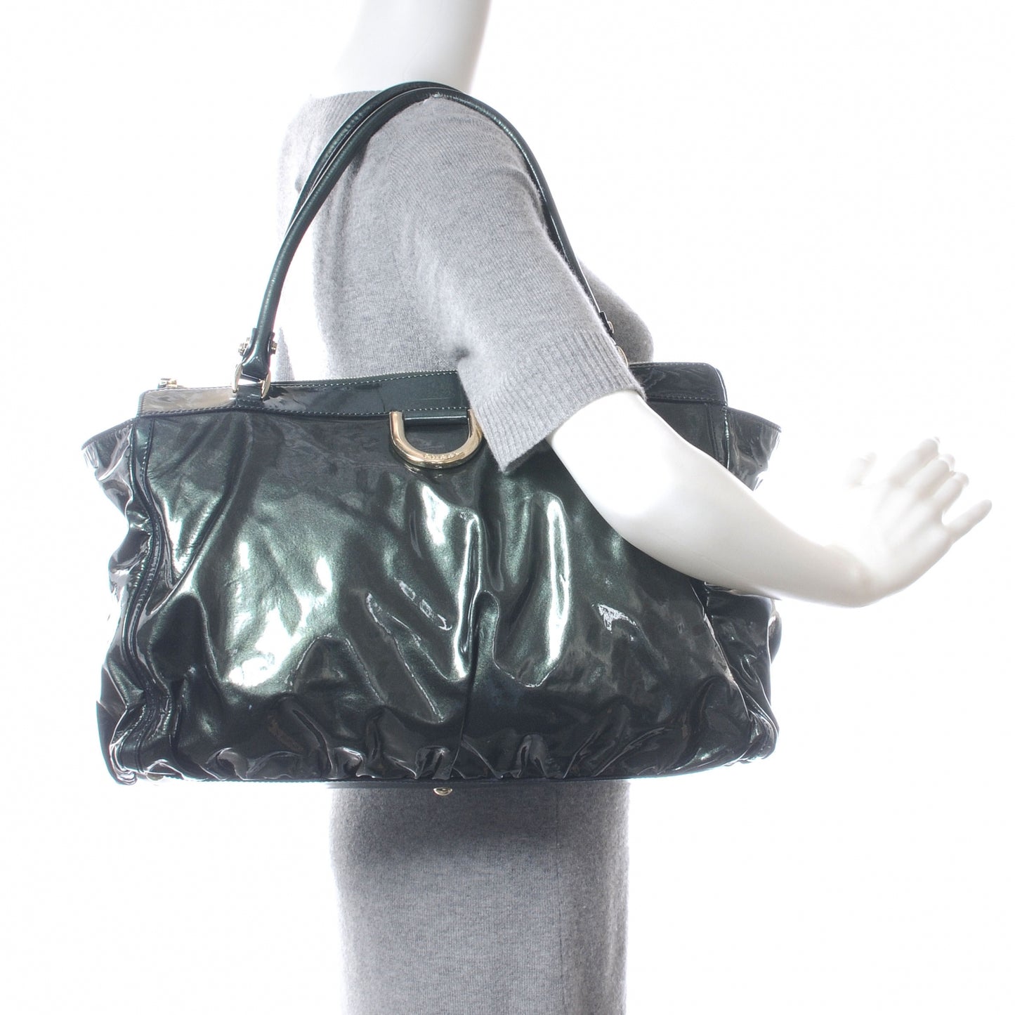 Patent D Gold Tote Green