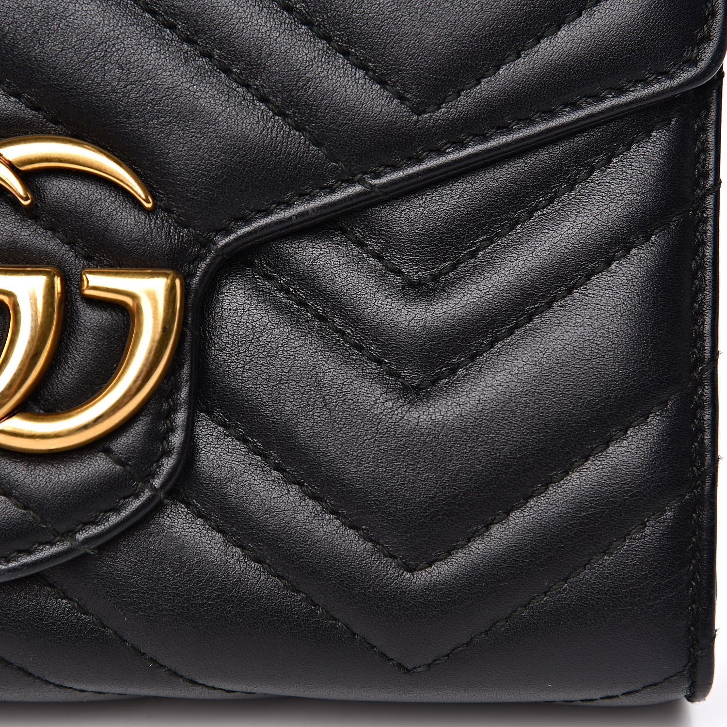 Gucci Calfskin Matelasse GG Marmont Chain Wallet Black 13 of 18